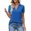 image:imageImily Bela Womens Short Sleeve Polo Shirts V Neck Collared TopsRoyal