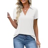 image:imageImily Bela Womens Short Sleeve Polo Shirts V Neck Collared TopsWhite
