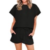 image:imageImily Bela Womens Summer 2 Piece Short Lounge Sets  Short Sleeve Tops and Shorts Set Airport Travel OutfitsBlack