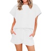 image:imageImily Bela Womens Summer 2 Piece Short Lounge Sets  Short Sleeve Tops and Shorts Set Airport Travel OutfitsWhite