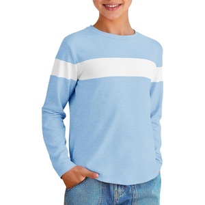 image:imageImily Bela Kids Boys Long Sleeve T Shirts Color Block 514 Years  CrewneckCasual LooseBasic TeesLight Blue