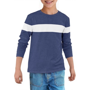 image:imageImily Bela Kids Boys Long Sleeve T Shirts Color Block 514 Years  CrewneckCasual LooseBasic TeesNavy