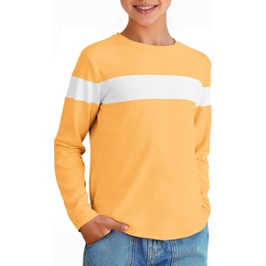 image:imageImily Bela Kids Boys Long Sleeve T Shirts Color Block 514 Years  CrewneckCasual LooseBasic TeesYellow