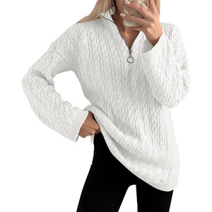image:imageImily Bela Womens Cable Knit Half Zip Sweater Fall Oversized Pullover Tops  Quarter ZipCable KnitCollaredChunky KnitLong SleeveOversizedLoose FitWhite