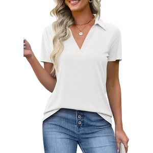 image:imageImily Bela Womens Short Sleeve Polo Shirts V Neck Collared TopsWhite