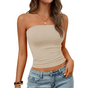 image:imageImily Bela Womens Summer Strapless Tube Tops Y2K Going Out Fitted Shirts  BandeauClubwearSoft Stretchy Basic Casual CamiSpring Summer Fall OfficeApricot