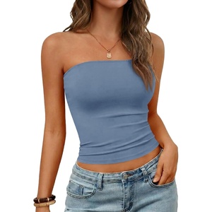 image:imageImily Bela Womens Summer Strapless Tube Tops Y2K Going Out Fitted Shirts  BandeauClubwearSoft Stretchy Basic Casual CamiSpring Summer Fall OfficeBlue