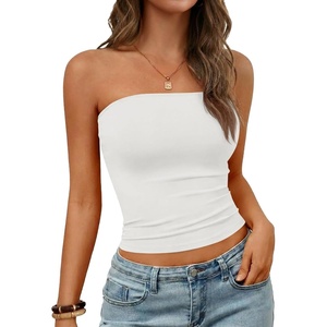 image:imageImily Bela Womens Summer Strapless Tube Tops Y2K Going Out Fitted Shirts  BandeauClubwearSoft Stretchy Basic Casual CamiSpring Summer Fall OfficeWhite