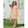 image:imageImily Bela Girls Summer Short Sleeve Dress 514 Years  A Line Swing Basic Skater Twirl Party DressesApricot