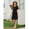 image:imageImily Bela Girls Summer Short Sleeve Dress 514 Years  A Line Swing Basic Skater Twirl Party DressesBlack