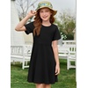 image:imageImily Bela Girls Summer Short Sleeve Dress 514 Years  A Line Swing Basic Skater Twirl Party DressesBlack