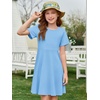 image:imageImily Bela Girls Summer Short Sleeve Dress 514 Years  A Line Swing Basic Skater Twirl Party DressesBlue