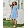 image:imageImily Bela Girls Summer Short Sleeve Dress 514 Years  A Line Swing Basic Skater Twirl Party DressesBlue