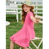 image:imageImily Bela Girls Summer Short Sleeve Dress 514 Years  A Line Swing Basic Skater Twirl Party DressesBright Pink