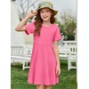 image:imageImily Bela Girls Summer Short Sleeve Dress 514 Years  A Line Swing Basic Skater Twirl Party DressesBright Pink