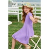 image:imageImily Bela Girls Summer Short Sleeve Dress 514 Years  A Line Swing Basic Skater Twirl Party DressesLavender