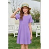 image:imageImily Bela Girls Summer Short Sleeve Dress 514 Years  A Line Swing Basic Skater Twirl Party DressesLavender