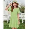 image:imageImily Bela Girls Summer Short Sleeve Dress 514 Years  A Line Swing Basic Skater Twirl Party DressesLight Green