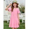 image:imageImily Bela Girls Summer Short Sleeve Dress 514 Years  A Line Swing Basic Skater Twirl Party DressesPink