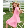 image:imageImily Bela Girls Summer Short Sleeve Dress 514 Years  A Line Swing Basic Skater Twirl Party DressesPink