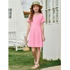 image:imageImily Bela Girls Summer Short Sleeve Dress 514 Years  A Line Swing Basic Skater Twirl Party DressesPink