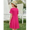 image:imageImily Bela Girls Summer Short Sleeve Dress 514 Years  A Line Swing Basic Skater Twirl Party DressesRose Red