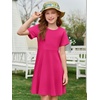 image:imageImily Bela Girls Summer Short Sleeve Dress 514 Years  A Line Swing Basic Skater Twirl Party DressesRose Red