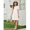 image:imageImily Bela Girls Summer Short Sleeve Dress 514 Years  A Line Swing Basic Skater Twirl Party DressesWhite