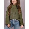 image:imageImily Bela Girls Sweaters Kids Casual Bell Sleeve Knit Pullover Jumper Tops  Mock Neck Balloon Sleeve Fall Winter Knit Sweater 514 YearsArmy Green