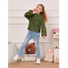 image:imageImily Bela Girls Sweaters Kids Casual Bell Sleeve Knit Pullover Jumper Tops  Mock Neck Balloon Sleeve Fall Winter Knit Sweater 514 YearsArmy Green