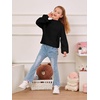 image:imageImily Bela Girls Sweaters Kids Casual Bell Sleeve Knit Pullover Jumper Tops  Mock Neck Balloon Sleeve Fall Winter Knit Sweater 514 YearsBlack