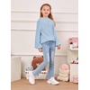 image:imageImily Bela Girls Sweaters Kids Casual Bell Sleeve Knit Pullover Jumper Tops  Mock Neck Balloon Sleeve Fall Winter Knit Sweater 514 YearsBlue