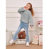 image:imageImily Bela Girls Sweaters Kids Casual Bell Sleeve Knit Pullover Jumper Tops  Mock Neck Balloon Sleeve Fall Winter Knit Sweater 514 YearsGrey