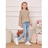 image:imageImily Bela Girls Sweaters Kids Casual Bell Sleeve Knit Pullover Jumper Tops  Mock Neck Balloon Sleeve Fall Winter Knit Sweater 514 YearsKhaki