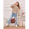 image:imageImily Bela Girls Sweaters Kids Casual Bell Sleeve Knit Pullover Jumper Tops  Mock Neck Balloon Sleeve Fall Winter Knit Sweater 514 YearsKhaki