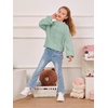 image:imageImily Bela Girls Sweaters Kids Casual Bell Sleeve Knit Pullover Jumper Tops  Mock Neck Balloon Sleeve Fall Winter Knit Sweater 514 YearsMint Green