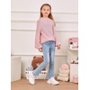 image:imageImily Bela Girls Sweaters Kids Casual Bell Sleeve Knit Pullover Jumper Tops  Mock Neck Balloon Sleeve Fall Winter Knit Sweater 514 YearsPink