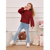 image:imageImily Bela Girls Sweaters Kids Casual Bell Sleeve Knit Pullover Jumper Tops  Mock Neck Balloon Sleeve Fall Winter Knit Sweater 514 YearsRed