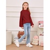 image:imageImily Bela Girls Sweaters Kids Casual Bell Sleeve Knit Pullover Jumper Tops  Mock Neck Balloon Sleeve Fall Winter Knit Sweater 514 YearsRed
