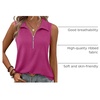image:imageImily Bela Womens Ribbed Tank Tops Zipper V Neck Polo Shirts  Dressy Casual Blouses Sleeveless Golf Shirts Collared Loose Business Summer Camisole TopsRose Red