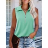 image:imageImily Bela Womens Ribbed Tank Tops Zipper V Neck Polo Shirts  Dressy Casual Blouses Sleeveless Golf Shirts Collared Loose Business Summer Camisole TopsMint Color