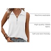 image:imageImily Bela Womens Ribbed Tank Tops Zipper V Neck Polo Shirts  Dressy Casual Blouses Sleeveless Golf Shirts Collared Loose Business Summer Camisole TopsWhite