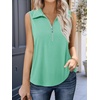image:imageImily Bela Womens Ribbed Tank Tops Zipper V Neck Polo Shirts  Dressy Casual Blouses Sleeveless Golf Shirts Collared Loose Business Summer Camisole TopsMint Color