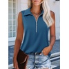 image:imageImily Bela Womens Ribbed Tank Tops Zipper V Neck Polo Shirts  Dressy Casual Blouses Sleeveless Golf Shirts Collared Loose Business Summer Camisole TopsNavy
