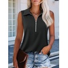 image:imageImily Bela Womens Ribbed Tank Tops Zipper V Neck Polo Shirts  Dressy Casual Blouses Sleeveless Golf Shirts Collared Loose Business Summer Camisole TopsBlack