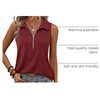 image:imageImily Bela Womens Ribbed Tank Tops Zipper V Neck Polo Shirts  Dressy Casual Blouses Sleeveless Golf Shirts Collared Loose Business Summer Camisole TopsBurgundy