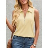 image:imageImily Bela Womens Ribbed Tank Tops Zipper V Neck Polo Shirts  Dressy Casual Blouses Sleeveless Golf Shirts Collared Loose Business Summer Camisole TopsApricot