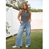 image:imageImily Bela Womens Ribbed Tank Tops Zipper V Neck Polo Shirts  Dressy Casual Blouses Sleeveless Golf Shirts Collared Loose Business Summer Camisole TopsBlack Stripe