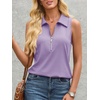 image:imageImily Bela Womens Ribbed Tank Tops Zipper V Neck Polo Shirts  Dressy Casual Blouses Sleeveless Golf Shirts Collared Loose Business Summer Camisole TopsViolet