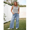 image:imageImily Bela Womens Ribbed Tank Tops Zipper V Neck Polo Shirts  Dressy Casual Blouses Sleeveless Golf Shirts Collared Loose Business Summer Camisole TopsGrey Stripes